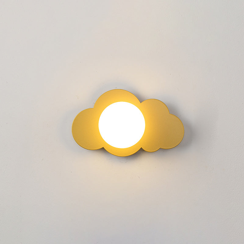Modern Art Deco Cloud Shape Glass Iron 1-Light Wall Sconce Lamp For Living Room