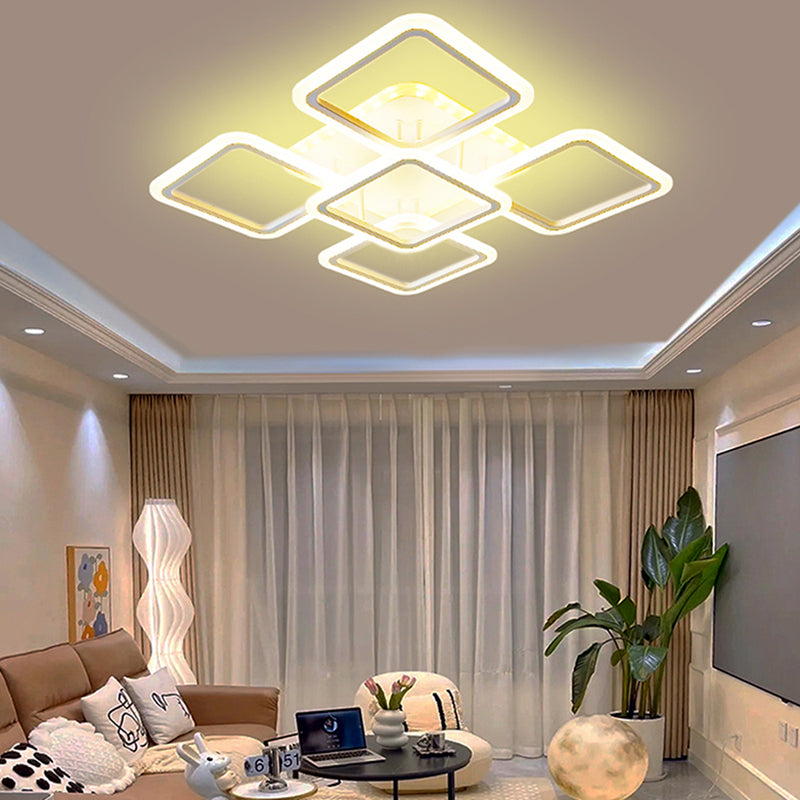 Moderne minimalistische quadratische gestapelte LED-Deckenleuchte aus Acryleisen für Wohnzimmer 