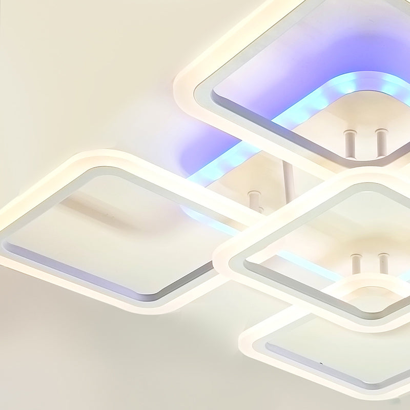 Moderne minimalistische quadratische gestapelte LED-Deckenleuchte aus Acryleisen für Wohnzimmer 
