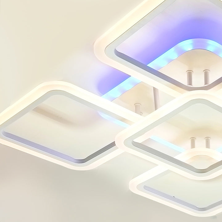 Moderne minimalistische quadratische gestapelte LED-Deckenleuchte aus Acryleisen für Wohnzimmer 