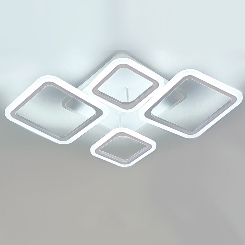 Moderne minimalistische quadratische gestapelte LED-Deckenleuchte aus Acryleisen für Wohnzimmer 