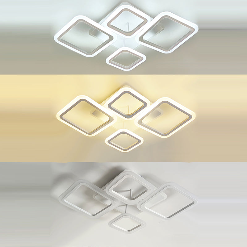 Moderne minimalistische quadratische gestapelte LED-Deckenleuchte aus Acryleisen für Wohnzimmer 