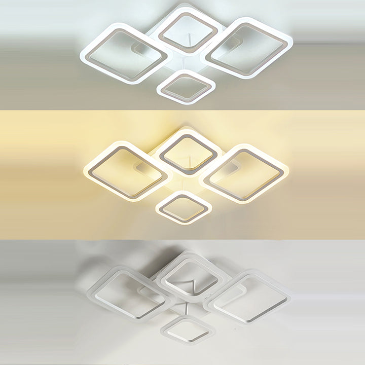 Moderne minimalistische quadratische gestapelte LED-Deckenleuchte aus Acryleisen für Wohnzimmer 