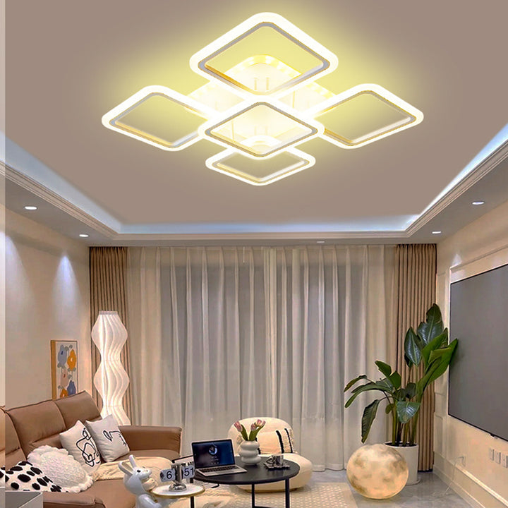 Moderne minimalistische quadratische gestapelte LED-Deckenleuchte aus Acryleisen für Wohnzimmer 
