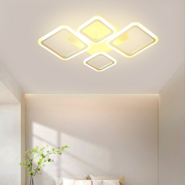 Modern Minimalist Square Stacked Acrylic Iron LED Flush Mount Ceiling Light For Living Room