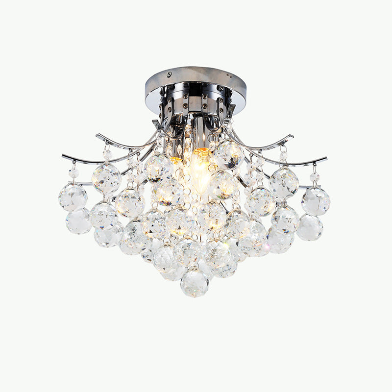 Lustre de plafond semi-encastré contemporain scandinave à trois lumières en cristal et fer pour salon 