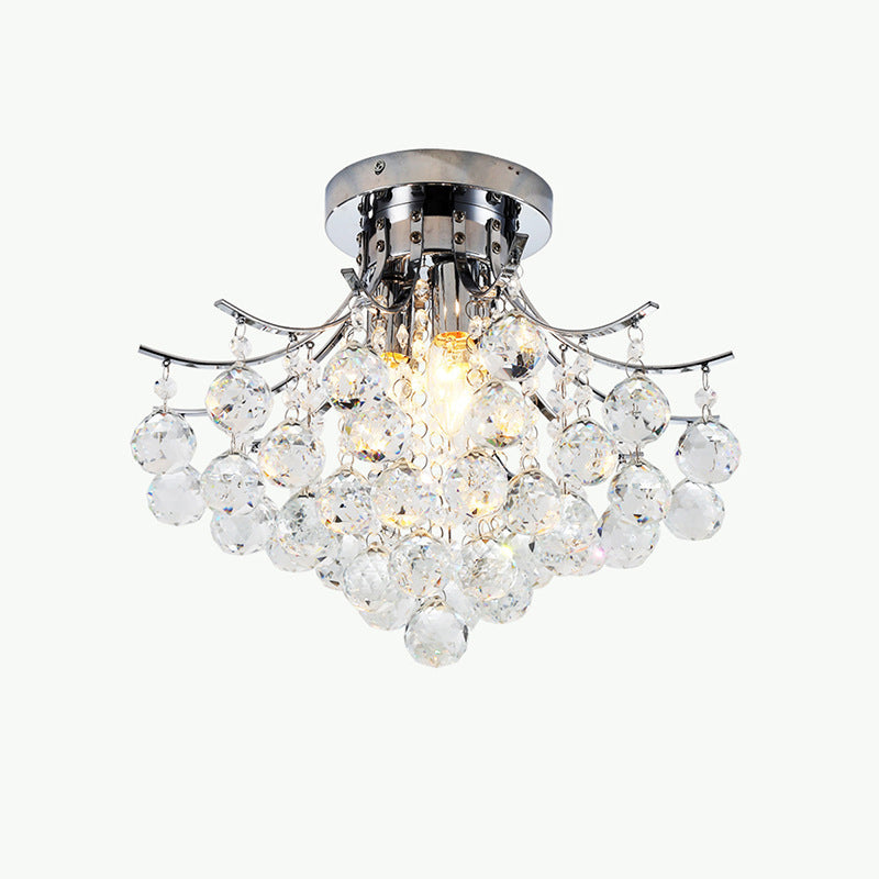 Lustre de plafond semi-encastré contemporain scandinave à trois lumières en cristal et fer pour salon 
