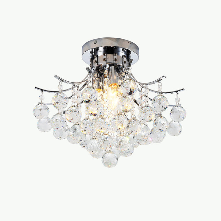 Lustre de plafond semi-encastré contemporain scandinave à trois lumières en cristal et fer pour salon 