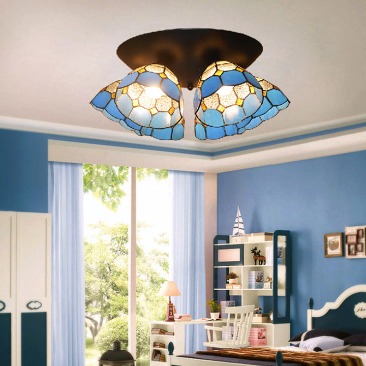 Lámpara de Techo Semi-empotrada de 3 Luces de Hierro y Vidrio con Ramas Vintage Tradicional para Dormitorio 