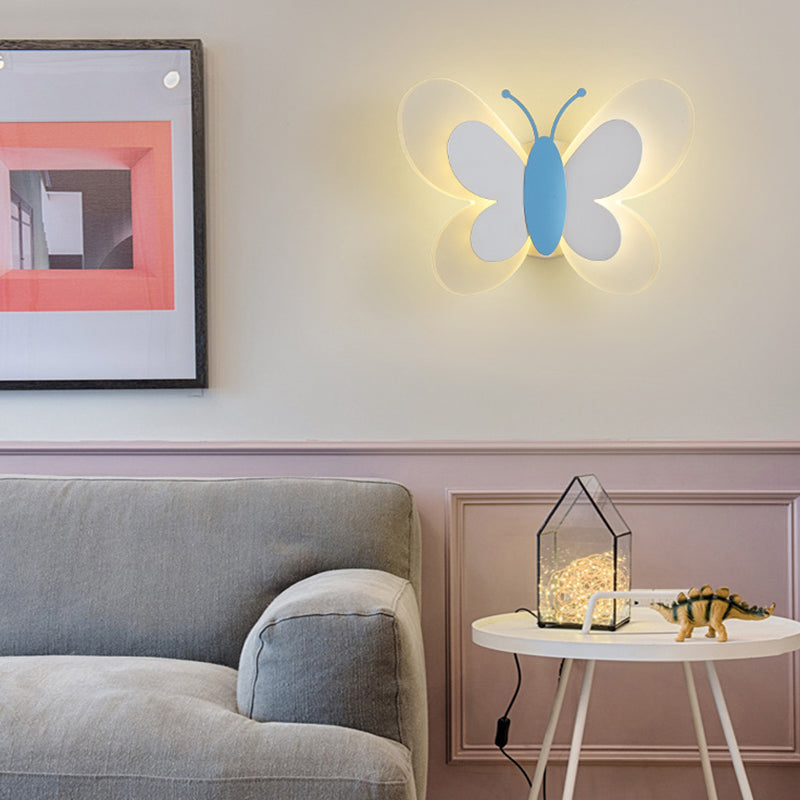 Moderne Art Deco Schmetterling Form Acryl Eisen LED Wand Leuchte Lampe Für Schlafzimmer 