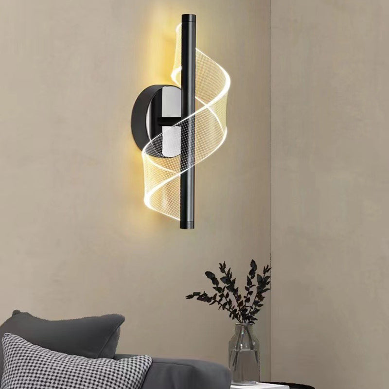 Lámpara de aplique de pared LED de hierro acrílico con línea redonda minimalista moderna para dormitorio 