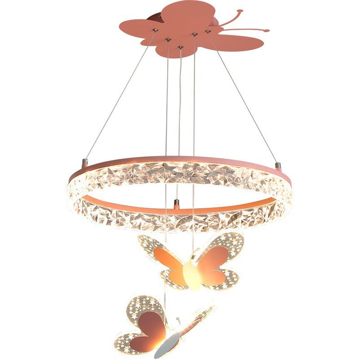 Lustres Enfant Ronds en Acrylique Fer LED Papillon Créatif Contemporain Pour Salon 