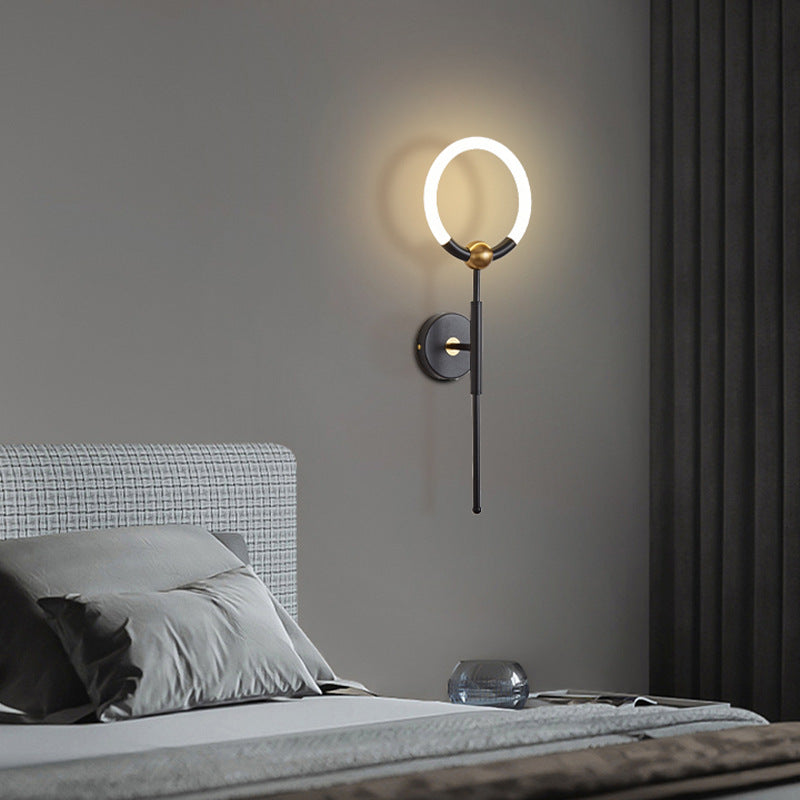 Lampe murale LED en acrylique et fer ronde moderne de luxe pour salon 