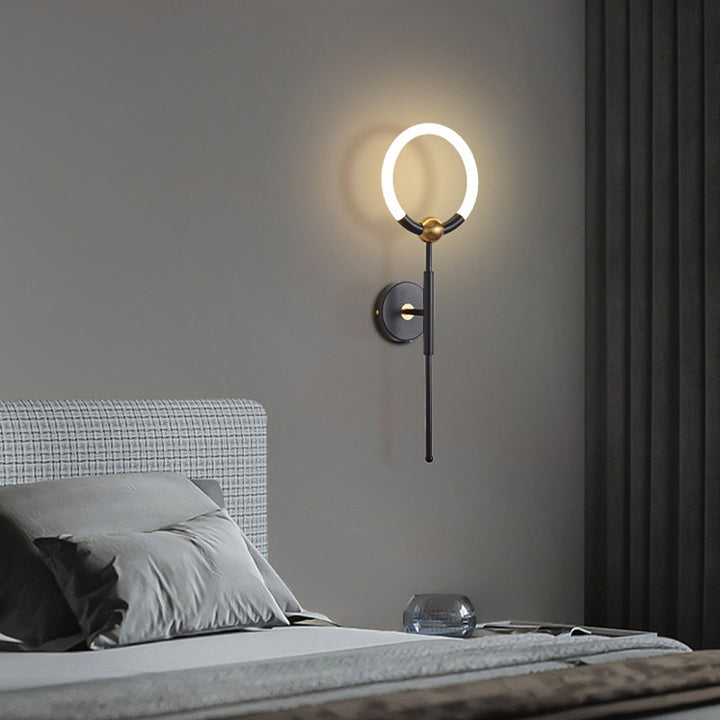 Lampe murale LED en acrylique et fer ronde moderne de luxe pour salon 