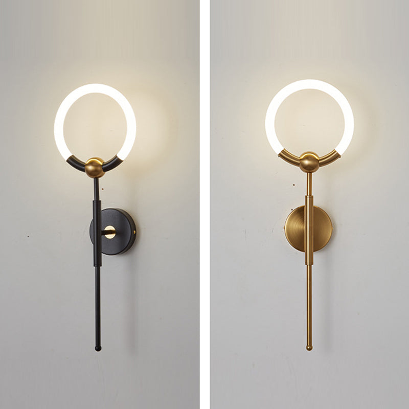 Lampe murale LED en acrylique et fer ronde moderne de luxe pour salon 
