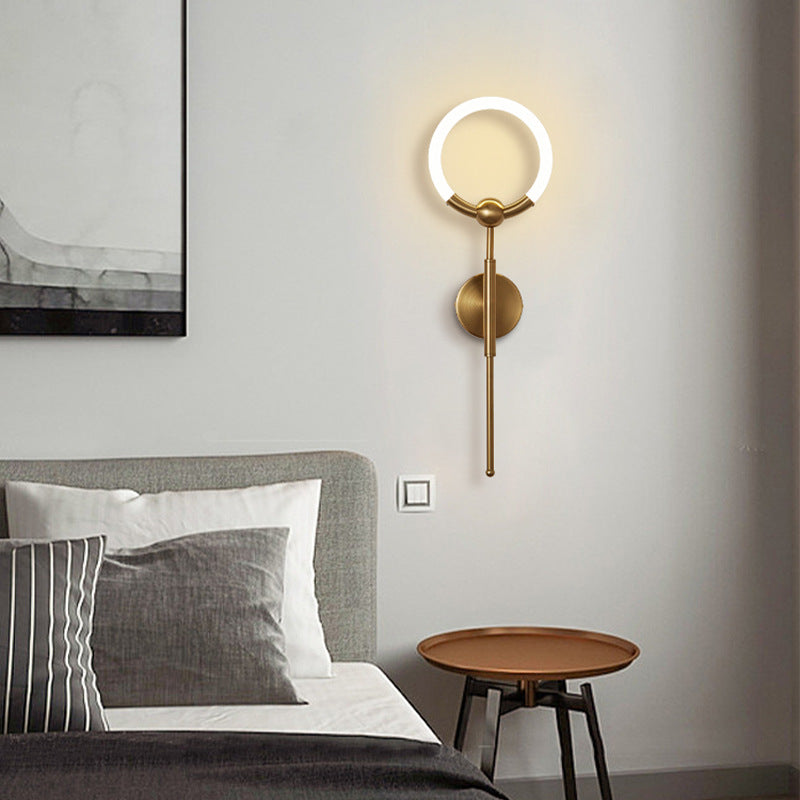 Lampe murale LED en acrylique et fer ronde moderne de luxe pour salon 