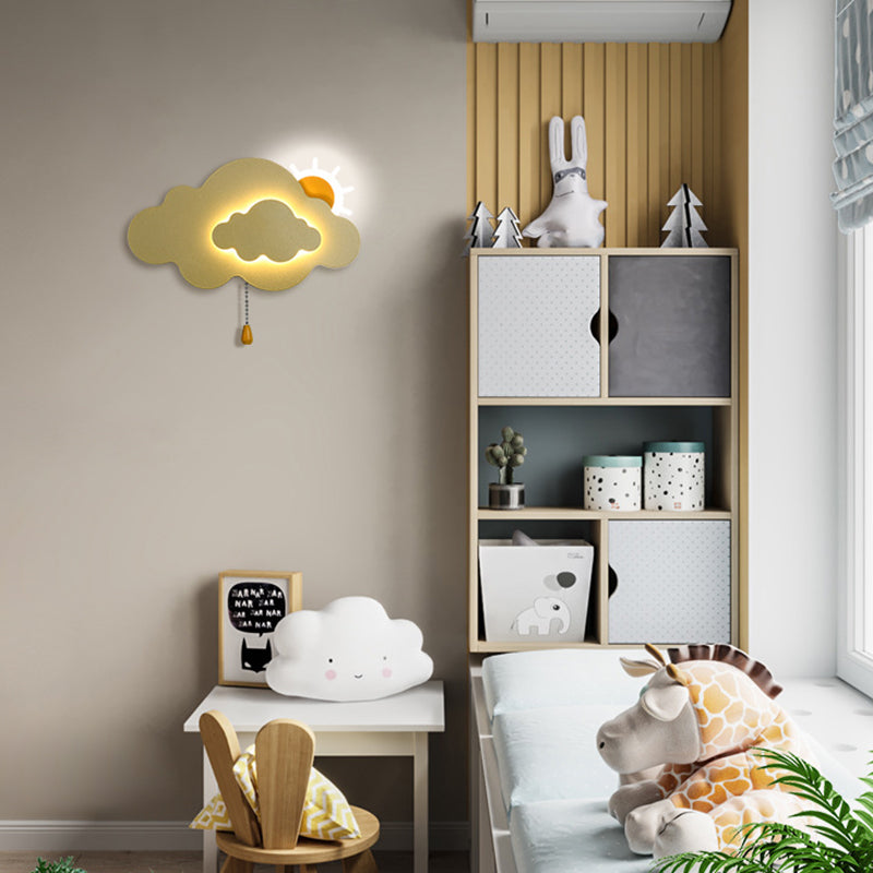 Applique murale LED en acrylique et fer avec fermeture éclair nuage Art déco moderne pour salon 