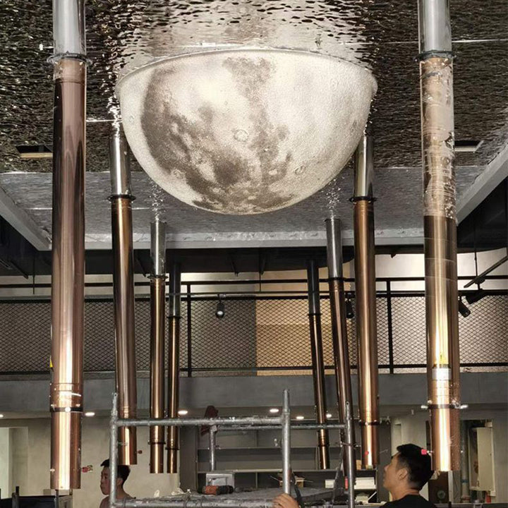 Lumière de plafond LED encastrée en résine avec lune en relief en demi-cercle minimaliste moderne pour salon 