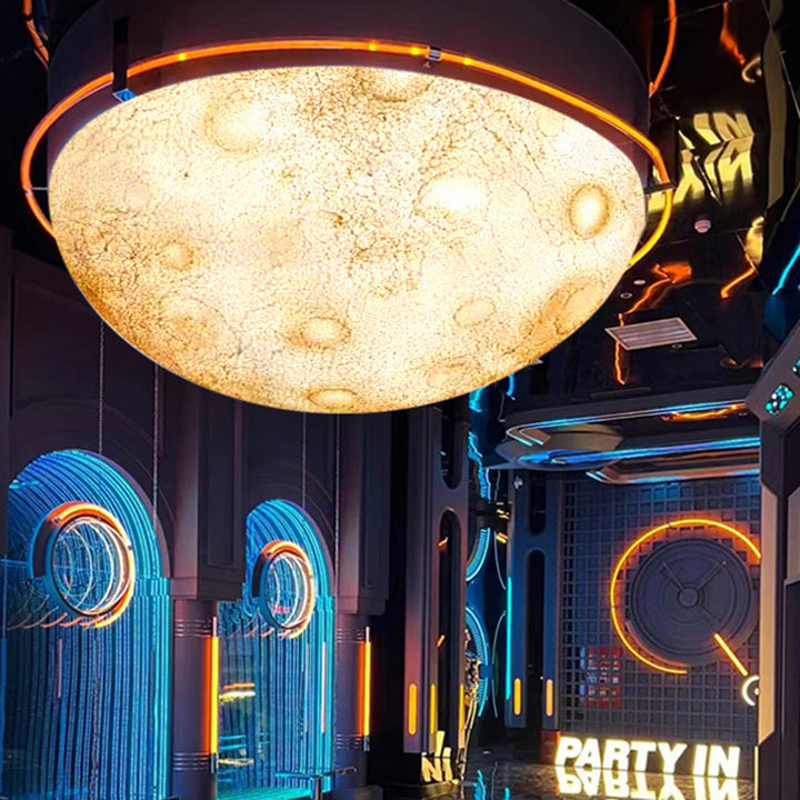 Lumière de plafond LED encastrée en résine avec lune en relief en demi-cercle minimaliste moderne pour salon 