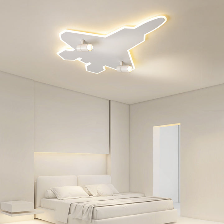 Modern Art Deco Airplane Shape Acrylic Iron LED Kids Flush Mount Ceiling Light For Bedroom