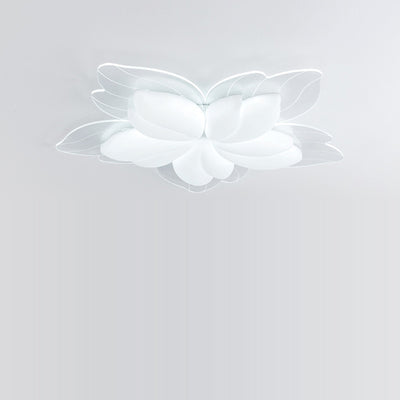 Plafonnier LED en fer acrylique avec fleur pétale crème minimaliste moderne pour salon 