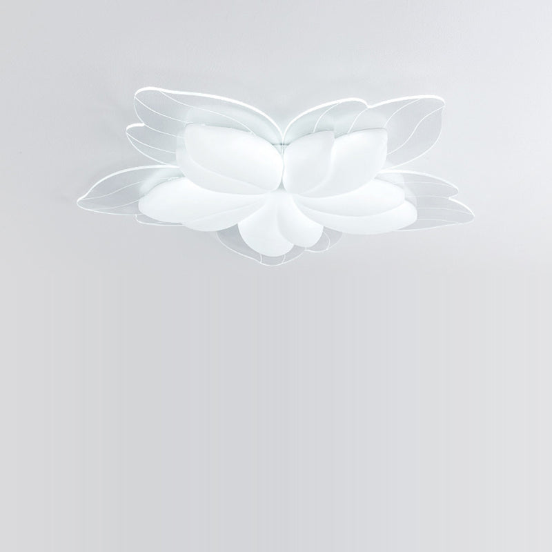 Plafonnier LED en fer acrylique avec fleur pétale crème minimaliste moderne pour salon 