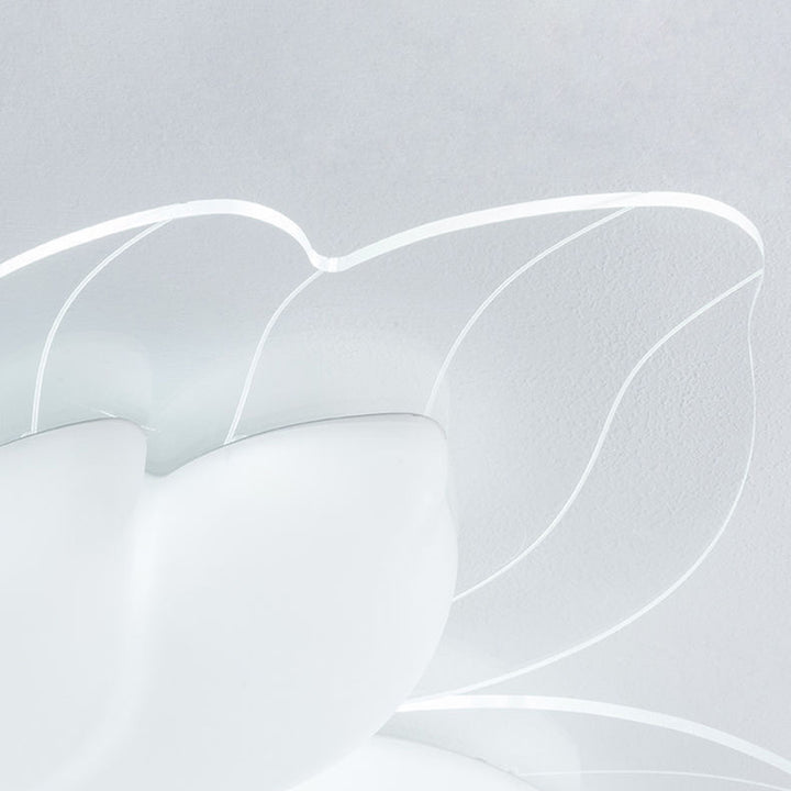 Moderne minimalistische LED-Deckenleuchte in Creme mit Blütenblatt-Design aus PE und Eisen für das Wohnzimmer 