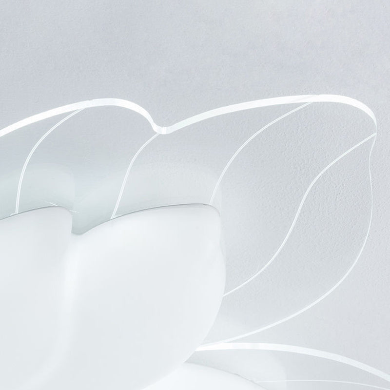 Plafonnier LED en fer acrylique avec fleur pétale crème minimaliste moderne pour salon 