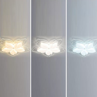 Plafonnier LED en fer acrylique avec fleur pétale crème minimaliste moderne pour salon 