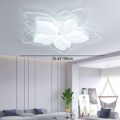 Plafonnier LED en fer acrylique avec fleur pétale crème minimaliste moderne pour salon 