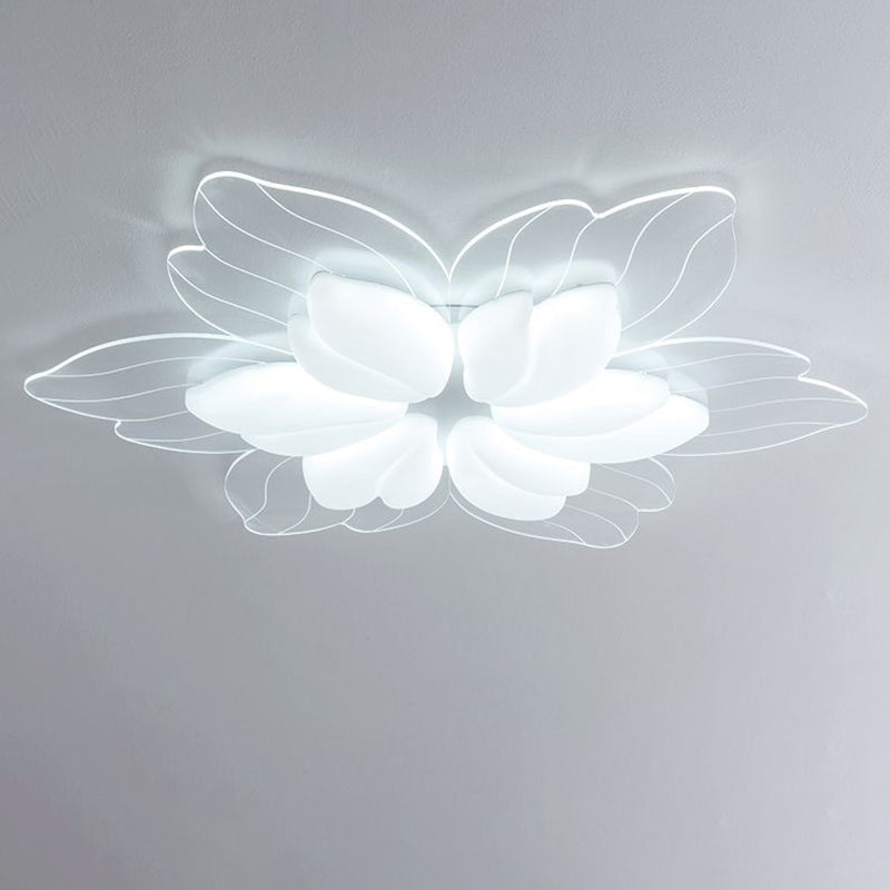 Moderne minimalistische LED-Deckenleuchte in Creme mit Blütenblatt-Design aus PE und Eisen für das Wohnzimmer 