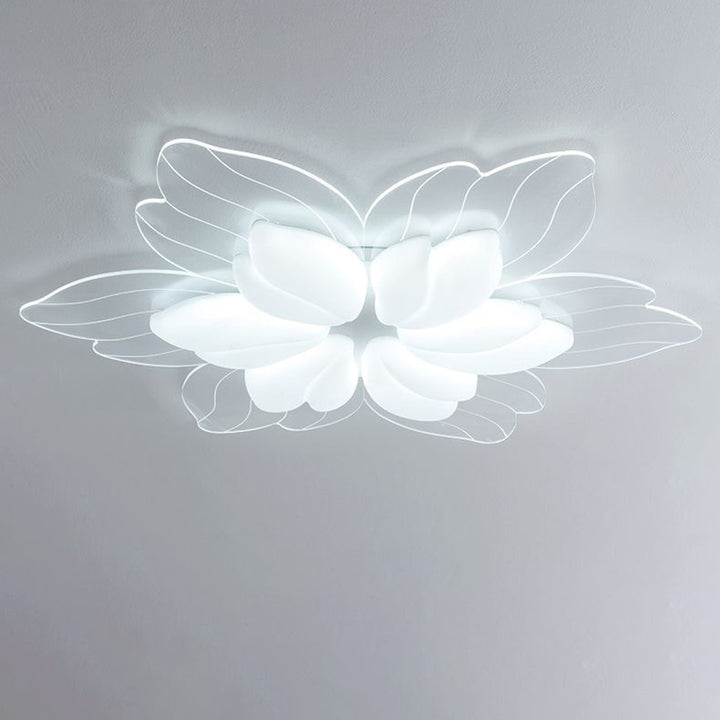 Moderne minimalistische LED-Deckenleuchte in Creme mit Blütenblatt-Design aus PE und Eisen für das Wohnzimmer 