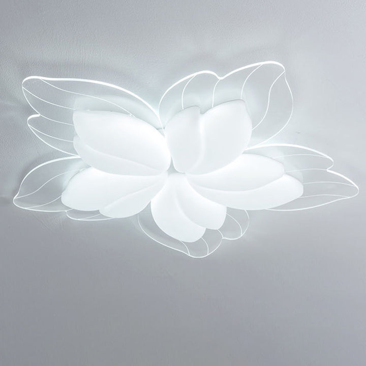 Moderne minimalistische LED-Deckenleuchte in Creme mit Blütenblatt-Design aus PE und Eisen für das Wohnzimmer 