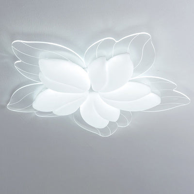 Plafonnier LED en fer acrylique avec fleur pétale crème minimaliste moderne pour salon 