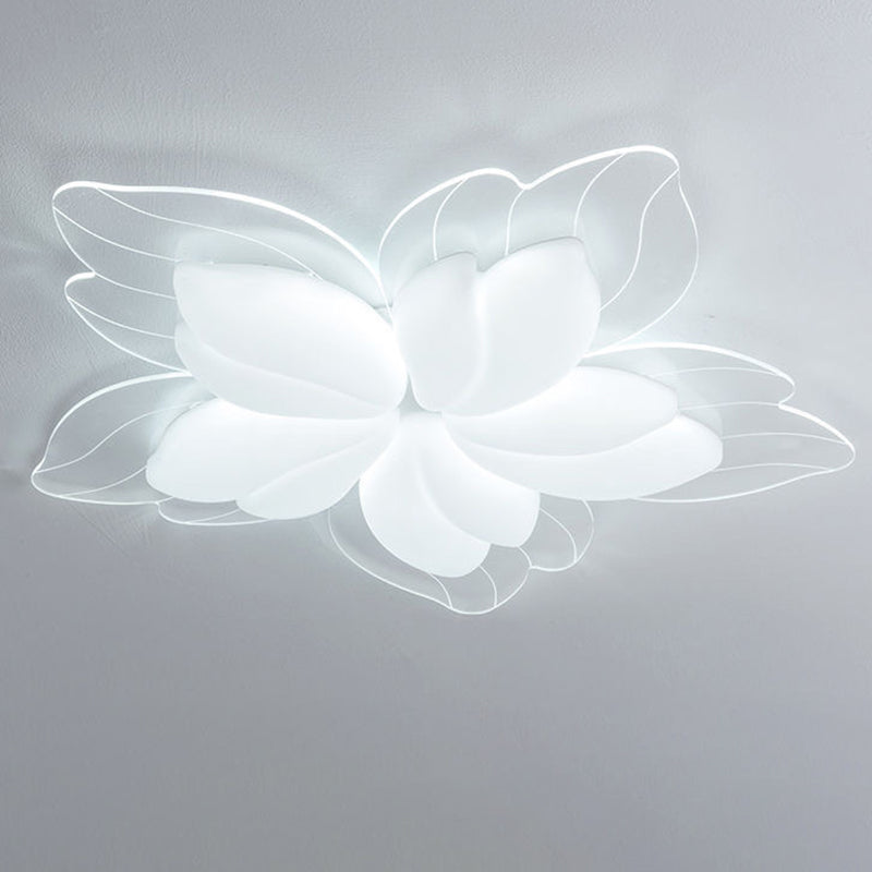 Plafonnier LED en fer acrylique avec fleur pétale crème minimaliste moderne pour salon 