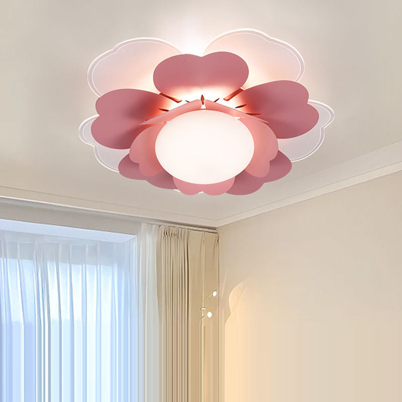 Plafonnier LED rond en acrylique et fer Lotus créatif contemporain pour salon 