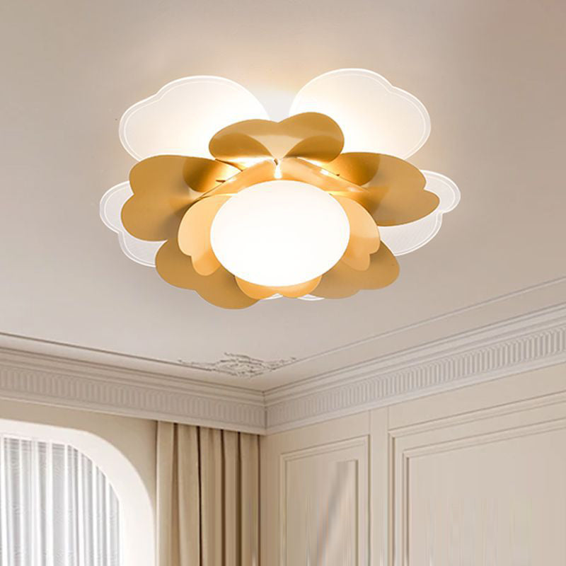 Plafonnier LED rond en acrylique et fer Lotus créatif contemporain pour salon 