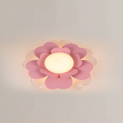 Plafonnier LED rond en acrylique et fer Lotus créatif contemporain pour salon 