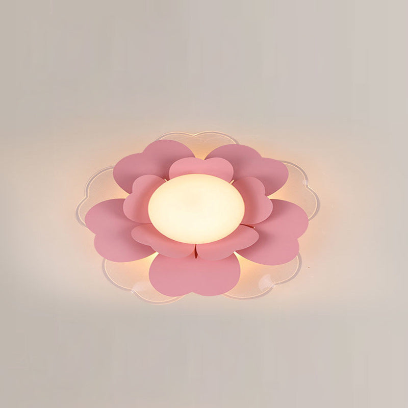 Plafonnier LED rond en acrylique et fer Lotus créatif contemporain pour salon 