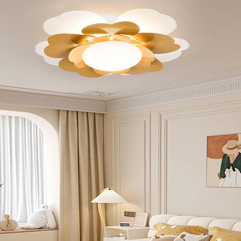 Plafonnier LED rond en acrylique et fer Lotus créatif contemporain pour salon 