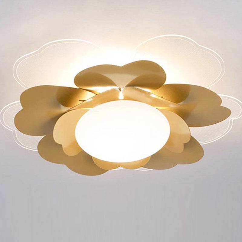 Plafonnier LED rond en acrylique et fer Lotus créatif contemporain pour salon 