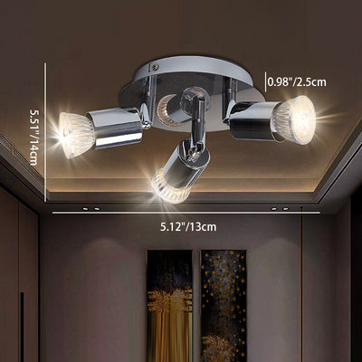 Plafonnier semi-encastré à 3 lumières en fer rond cylindre branche minimaliste moderne pour salon 