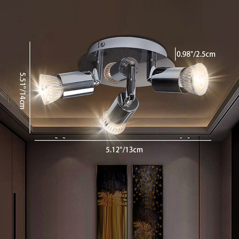 Plafonnier semi-encastré à 3 lumières en fer rond cylindre branche minimaliste moderne pour salon 