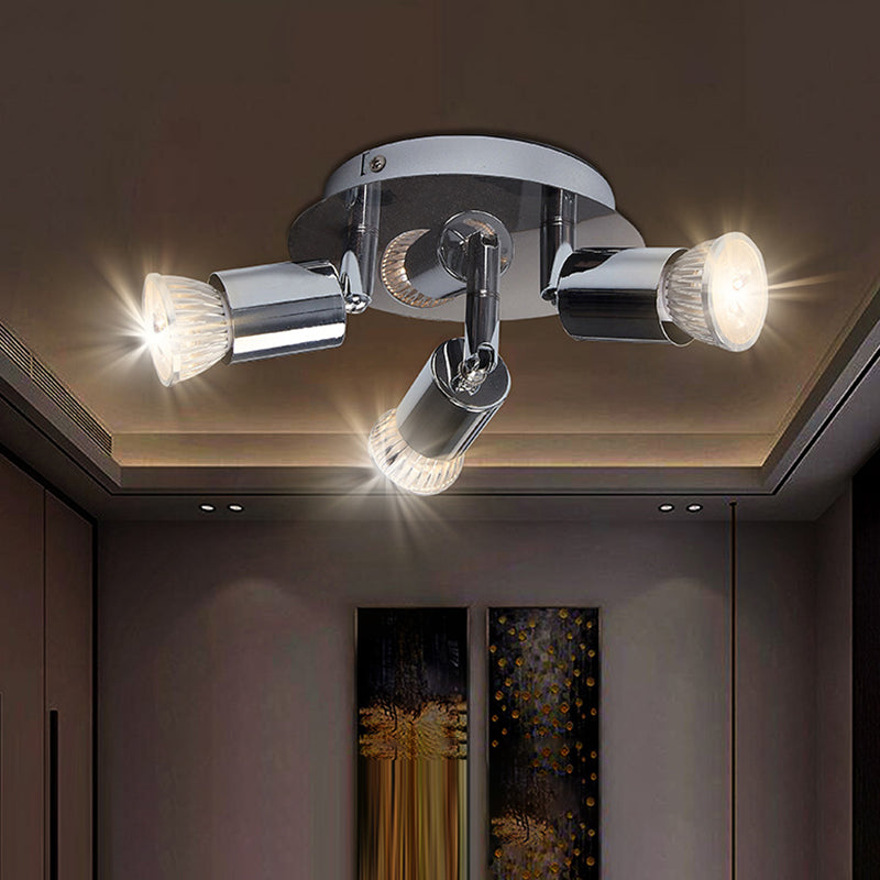 Plafonnier semi-encastré à 3 lumières en fer rond cylindre branche minimaliste moderne pour salon 