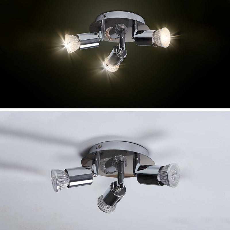 Plafonnier semi-encastré à 3 lumières en fer rond cylindre branche minimaliste moderne pour salon 