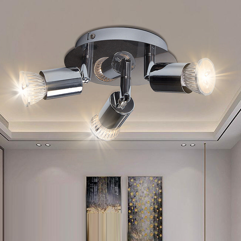 Plafonnier semi-encastré à 3 lumières en fer rond cylindre branche minimaliste moderne pour salon 