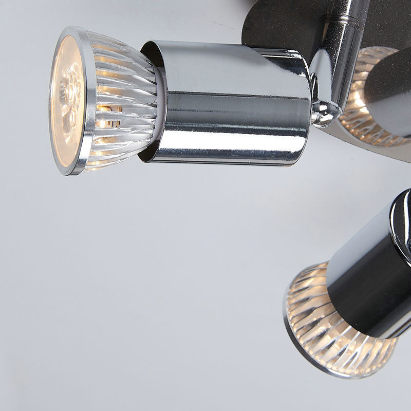 Plafonnier semi-encastré à 3 lumières en fer rond cylindre branche minimaliste moderne pour salon 