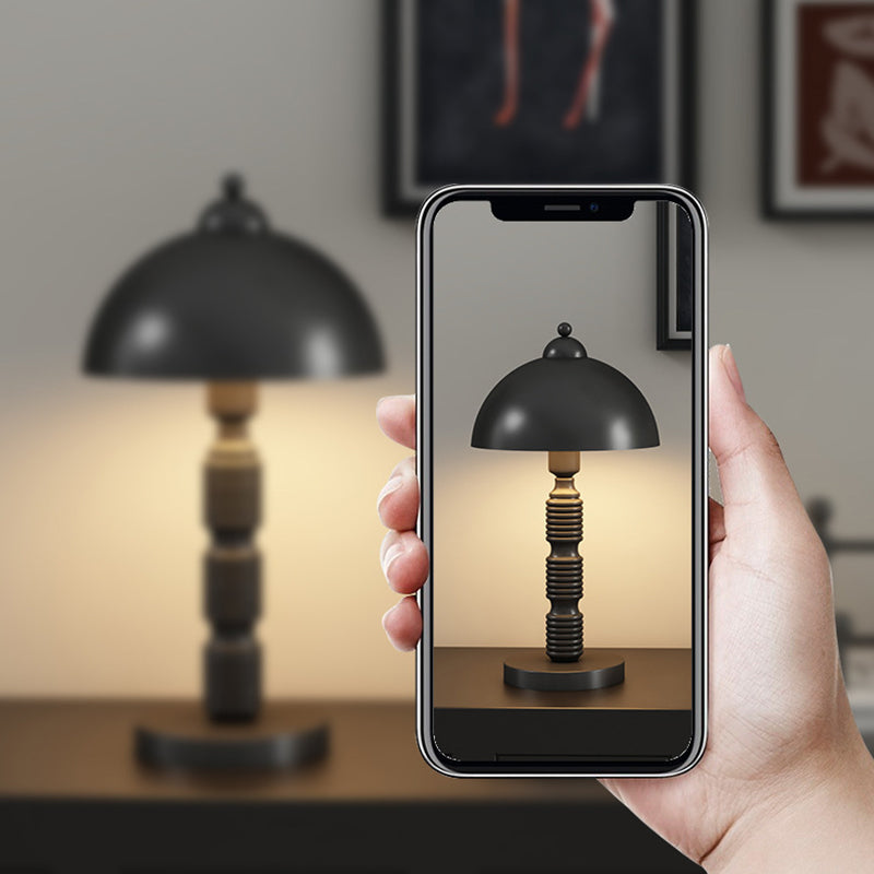 Modern Luxury Half Round Column Iron 1-Light Table Lamp For Living Room