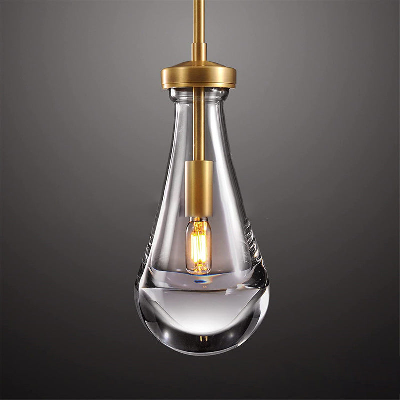 Suspension contemporaine scandinave conique ronde en verre cristal et fer à 1 lumière pour chambre 