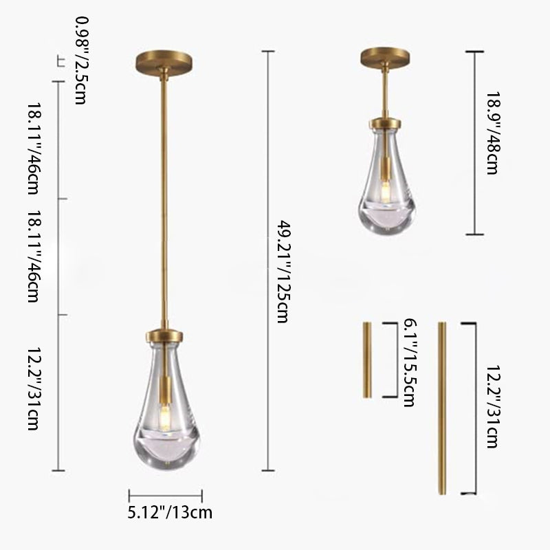 Suspension contemporaine scandinave conique ronde en verre cristal et fer à 1 lumière pour chambre 